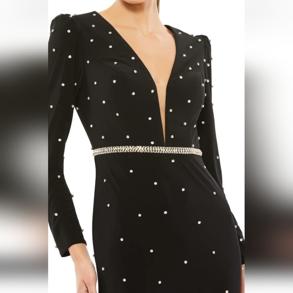 Mac Duggal 67874 Black With Rhinestones 4 NWT - Picture 1 of 6